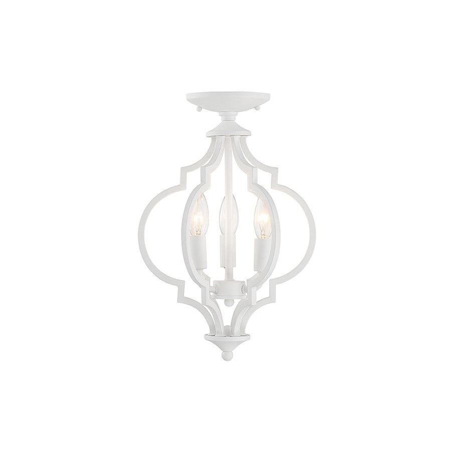 Savoy Meridian 3 Light Convertible Semi Flush Mount/Pendant, White