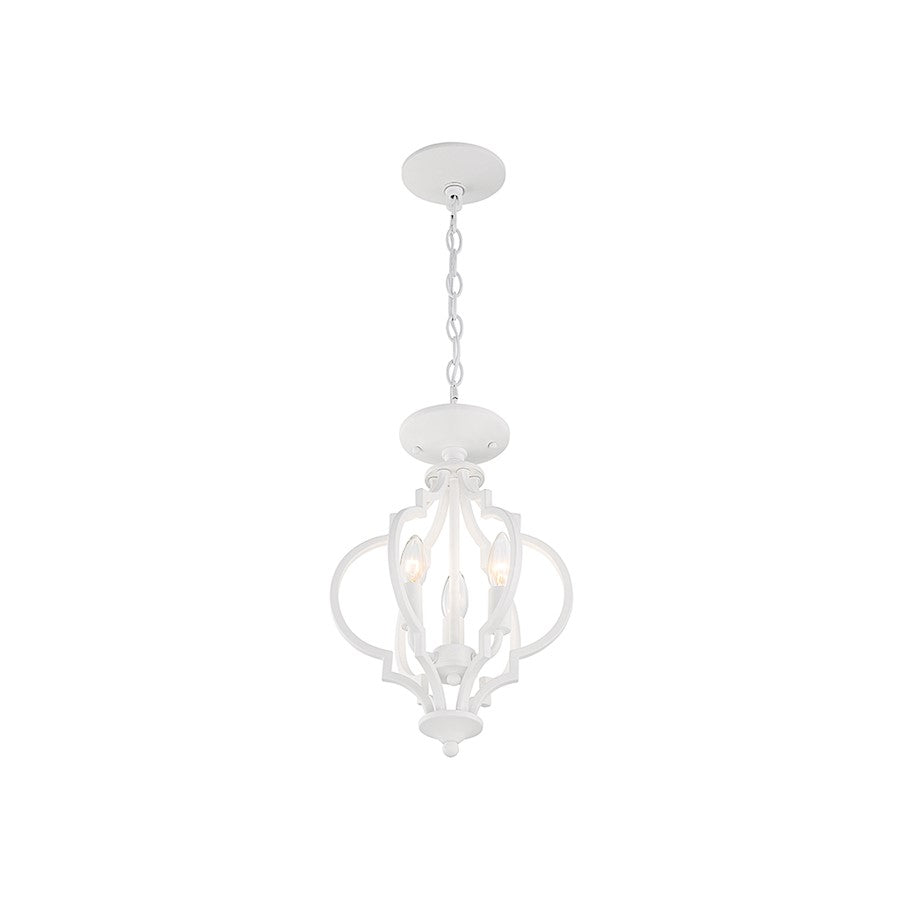 Savoy Meridian 3 Light Convertible Semi Flush Mount/Pendant, White
