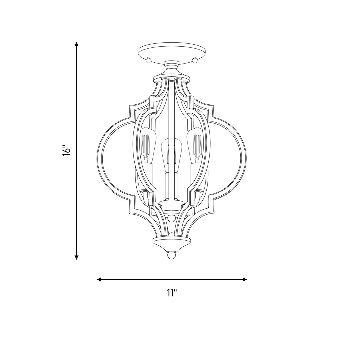 Meridian Transitional 3 Light Convertible Semi Flush Mount