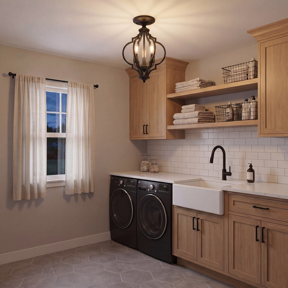 Meridian Transitional 3 Light Convertible Semi Flush Mount