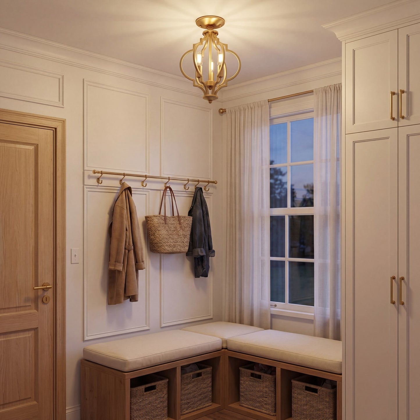 Meridian Transitional 3 Light Convertible Semi Flush Mount