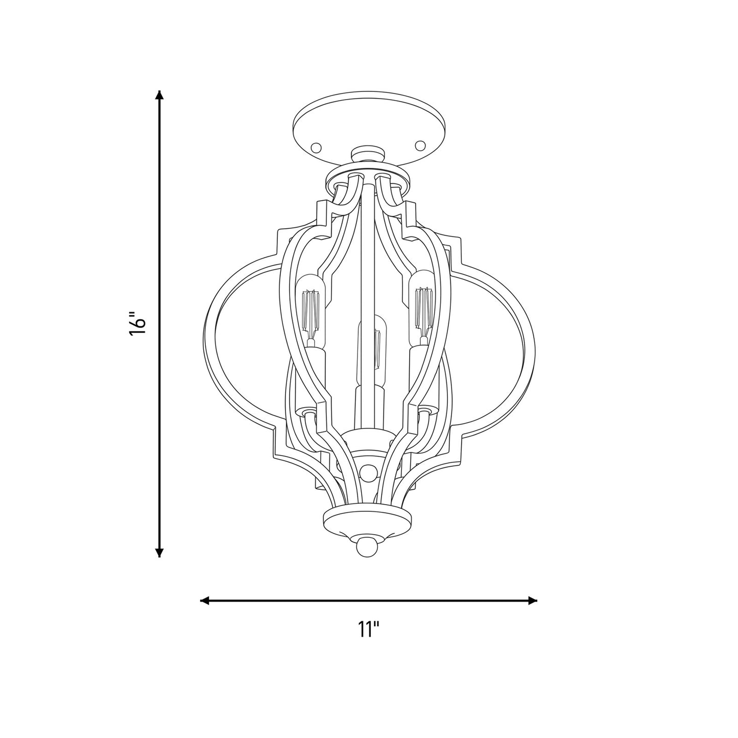 Meridian Transitional 3 Light Convertible Semi Flush Mount