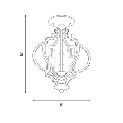 Meridian Transitional 3 Light Convertible Semi Flush Mount