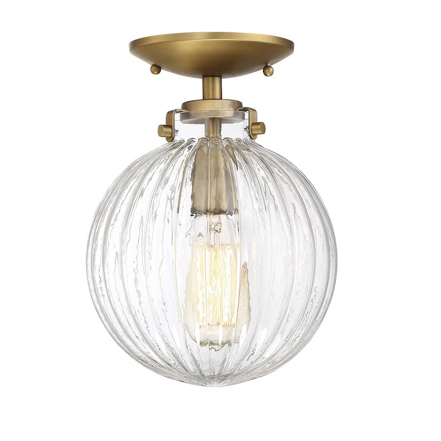 Savoy House 1-Light 11" Ceiling Light, Natural Brass/Orb - M60056NB