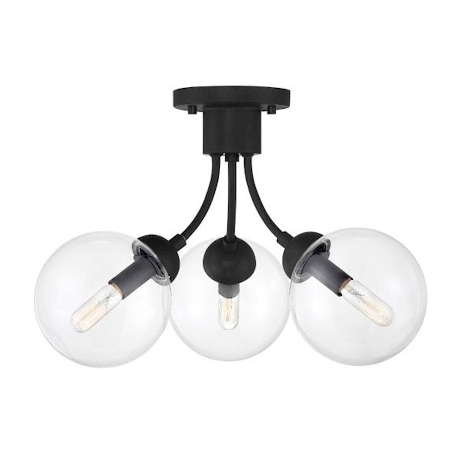 Meridian Mid-Century Modern 3 Light Semi Flush Mount