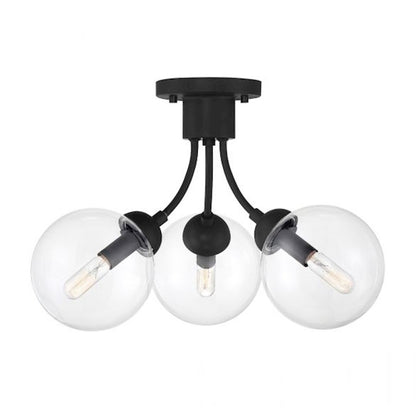 Meridian Mid-Century Modern 3 Light Semi Flush Mount
