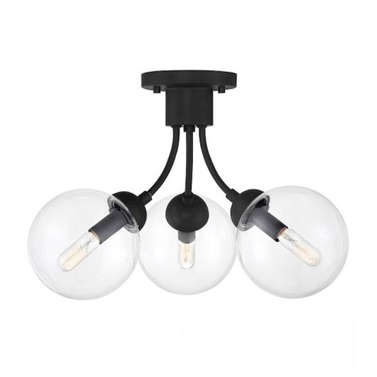 Meridian Mid-Century Modern 3 Light Semi Flush Mount