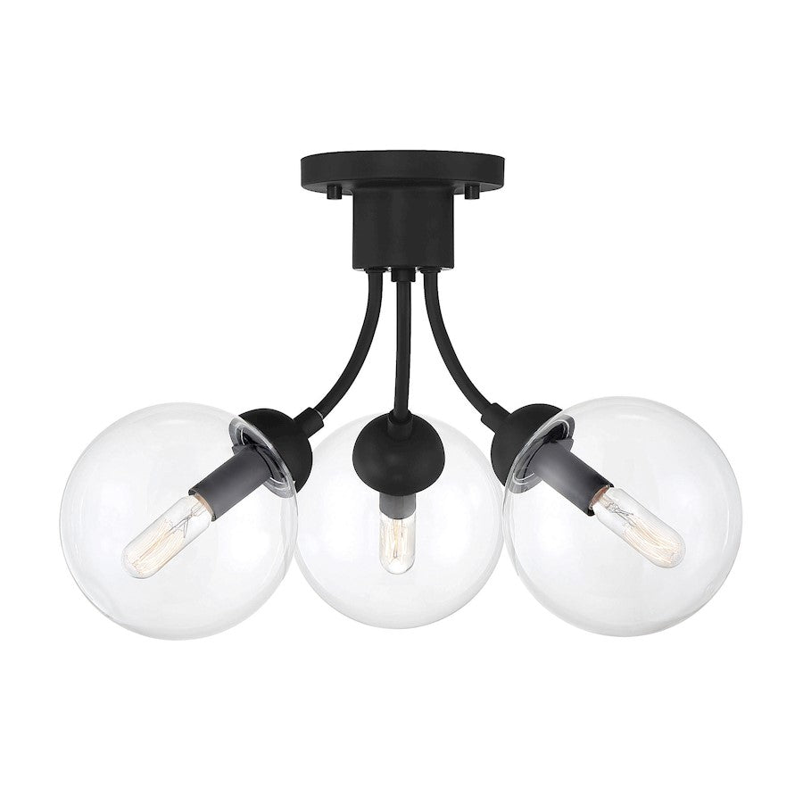 Meridian Mid-Century Modern 3 Light Semi Flush Mount