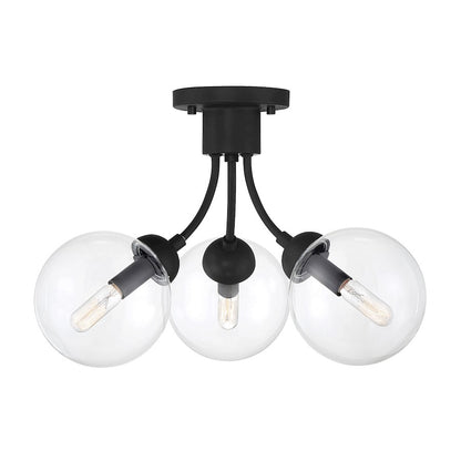 Meridian Mid-Century Modern 3 Light Semi Flush Mount