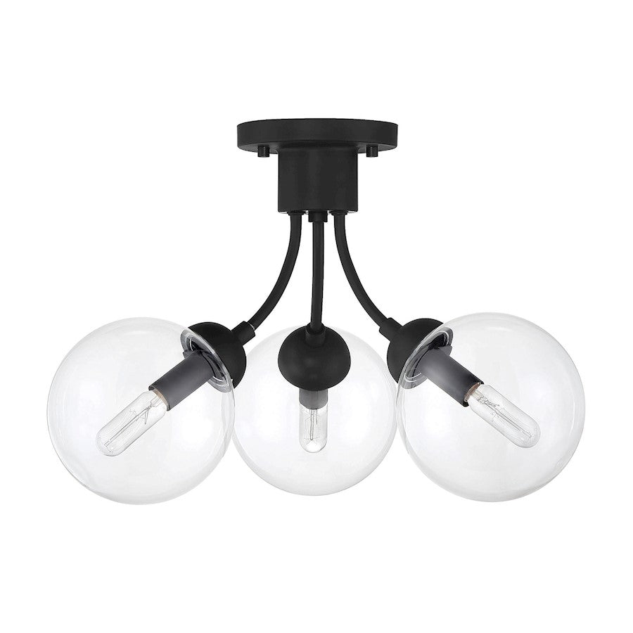 Meridian Mid-Century Modern 3 Light Semi Flush Mount