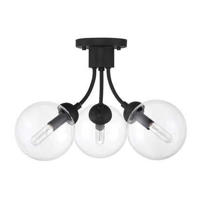 Meridian Mid-Century Modern 3 Light Semi Flush Mount
