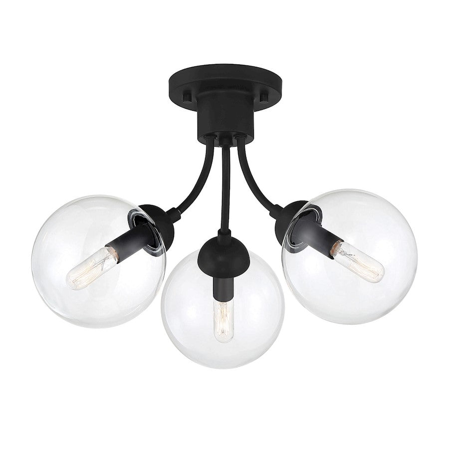Meridian Mid-Century Modern 3 Light Semi Flush Mount