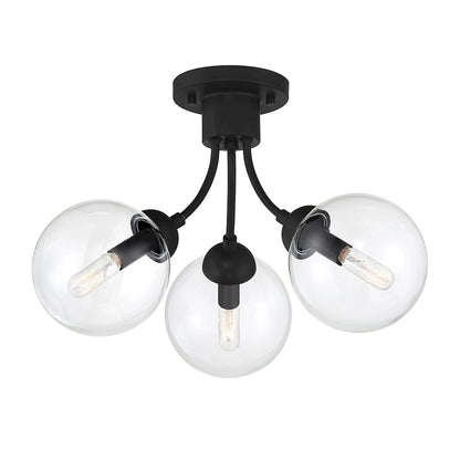 Meridian Mid-Century Modern 3 Light Semi Flush Mount