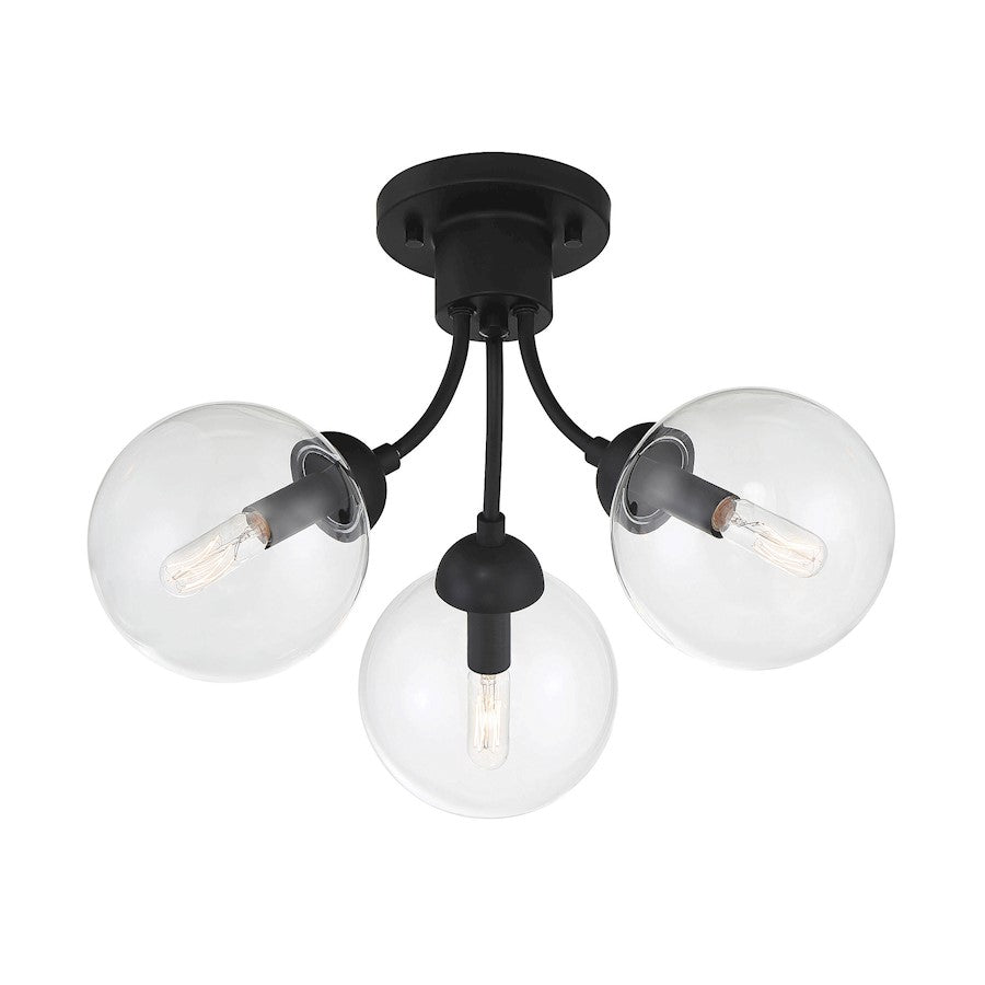 Meridian Mid-Century Modern 3 Light Semi Flush Mount