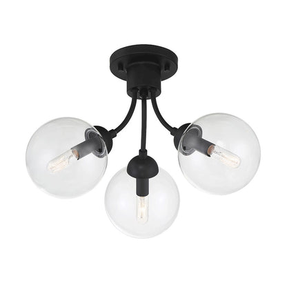 Meridian Mid-Century Modern 3 Light Semi Flush Mount
