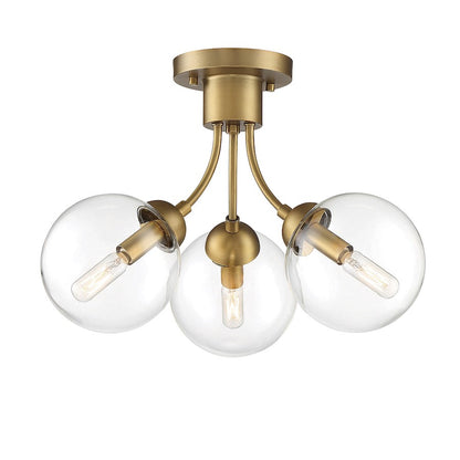 Meridian Mid-Century Modern 3 Light Semi Flush Mount