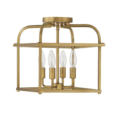 Savoy House 4-Light Ceiling Light, Natural Brass