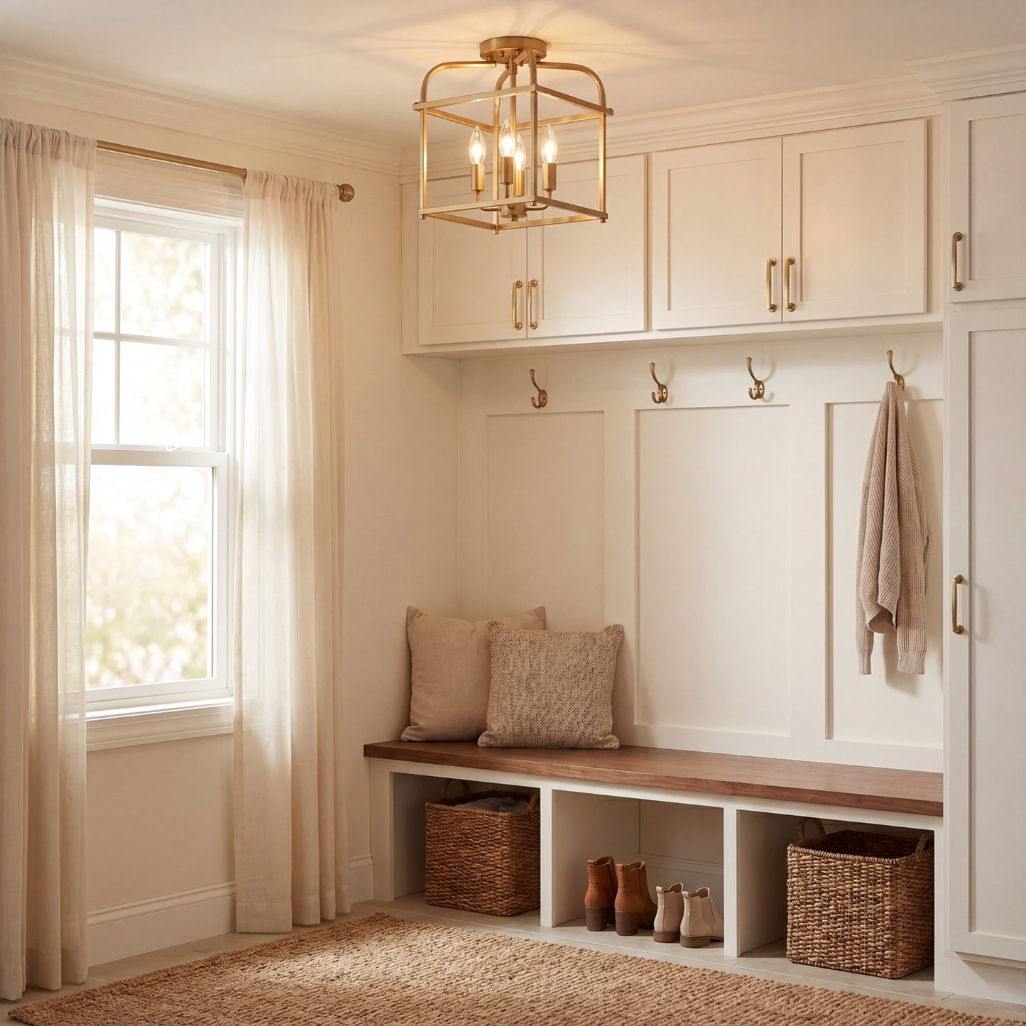 Savoy House 4-Light Ceiling Light, Natural Brass