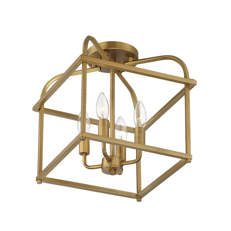 Savoy House 4-Light Ceiling Light, Natural Brass