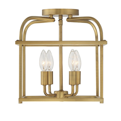 Savoy House 4-Light Ceiling Light, Natural Brass