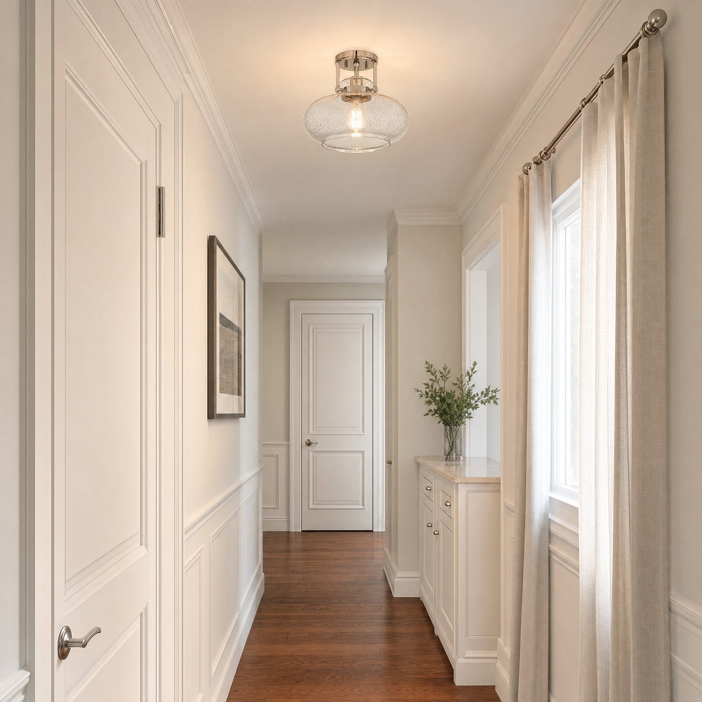 Meridian Traditional 1 Light Semi Flush Mount