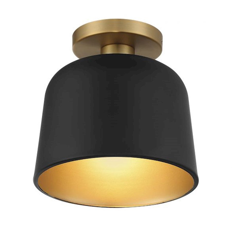 Savoy House 1-Light 9" Ceiling Light, Matte Black/Natural Brass - M60067MBKNB