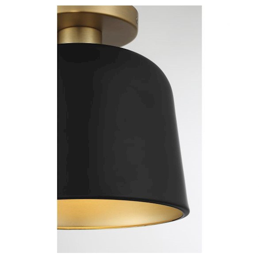 Savoy House 1-Light 9" Ceiling Light, Matte Black/Natural Brass