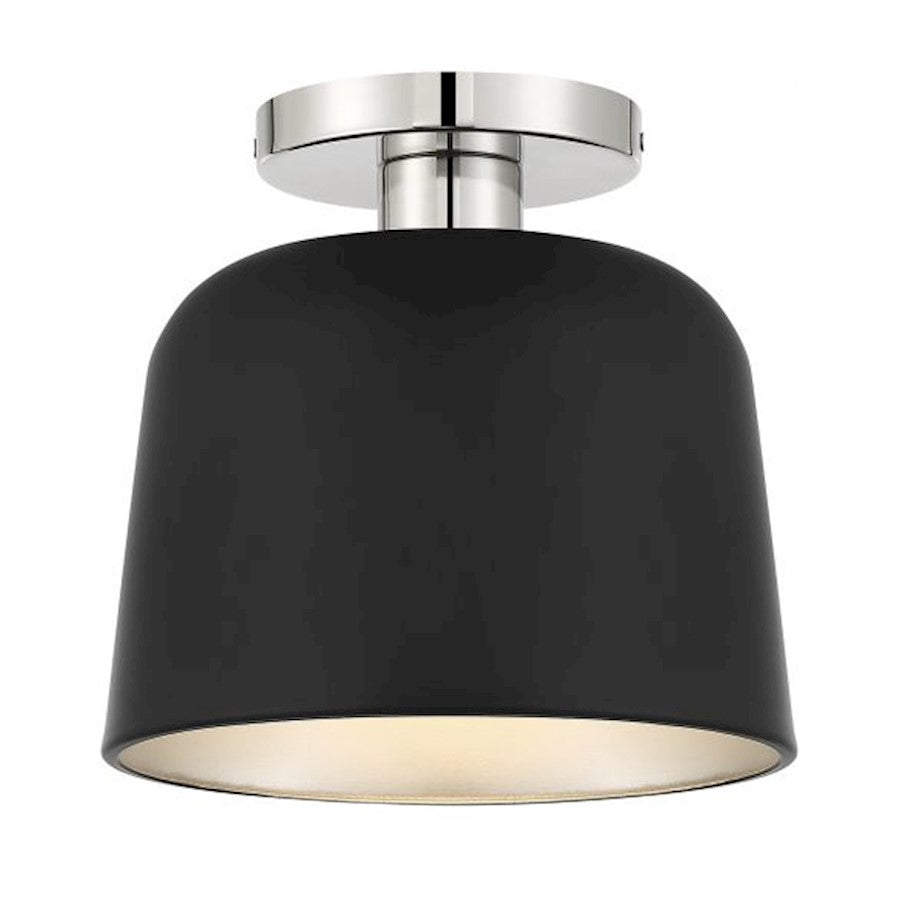 Savoy House 1-Light Ceiling Light, Matte Black/Polished Nickel