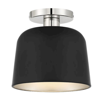 Savoy House 1-Light Ceiling Light, Matte Black/Polished Nickel