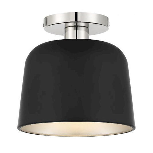 Savoy House 1-Light Ceiling Light, Matte Black/Polished Nickel