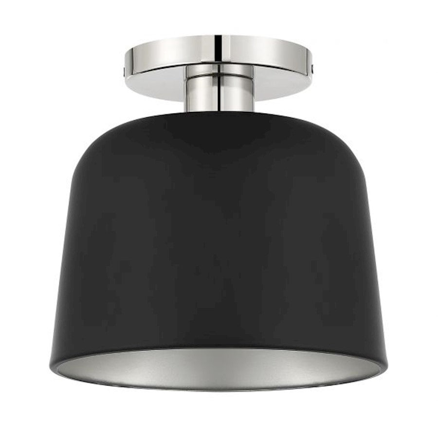 Savoy House 1-Light Ceiling Light, Matte Black/Polished Nickel