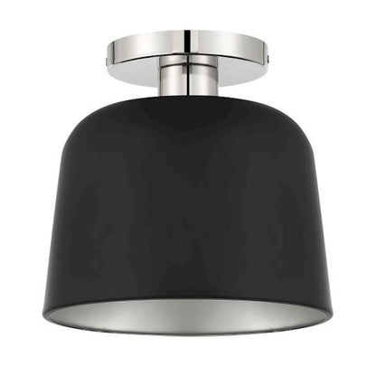Savoy House 1-Light Ceiling Light, Matte Black/Polished Nickel
