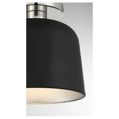 Savoy House 1-Light Ceiling Light, Matte Black/Polished Nickel