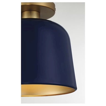 Savoy House 1-Light Ceiling Light, Navy Blue/Natural Brass