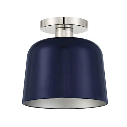 Savoy House 1-Light Ceiling Light, Navy Blue/Polished Nickel