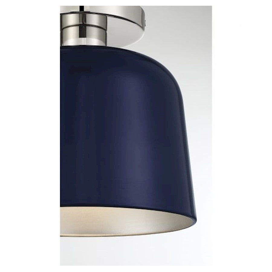 Savoy House 1-Light Ceiling Light, Navy Blue/Polished Nickel