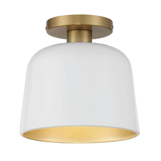 Savoy House 1-Light Ceiling Light, White/Natural Brass