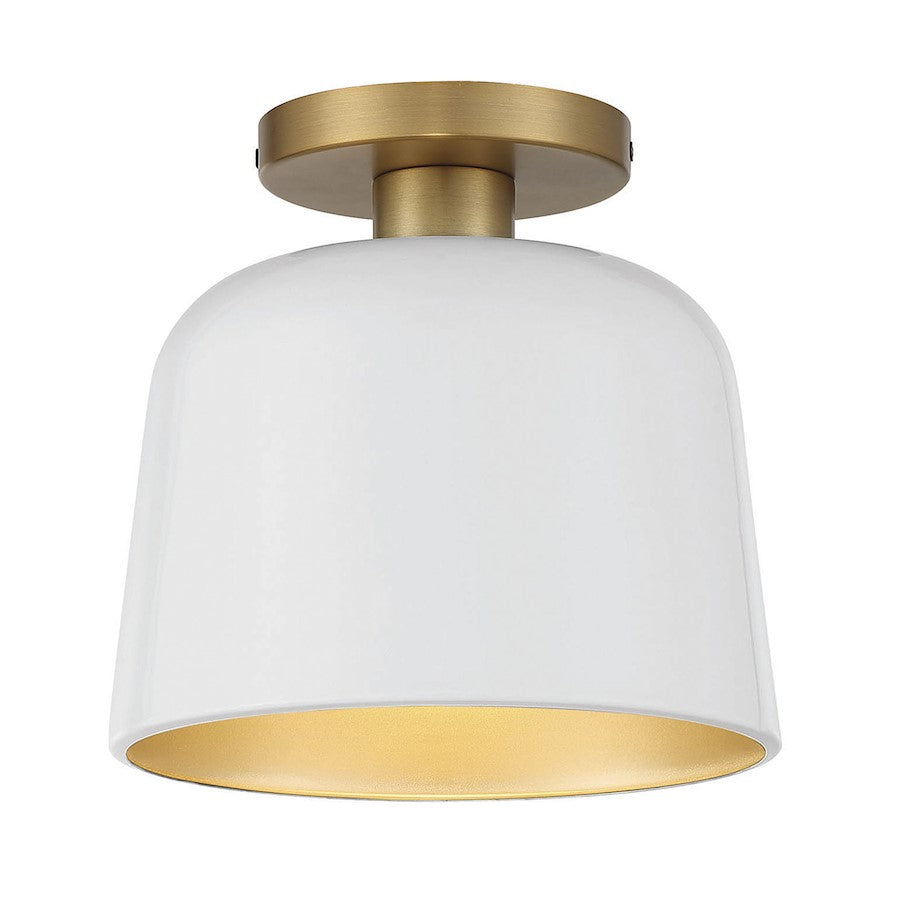 Savoy House 1-Light Ceiling Light, White/Natural Brass