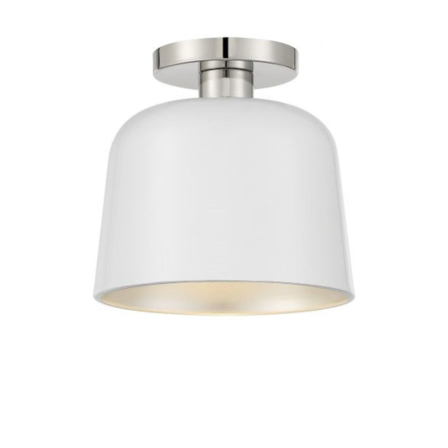 Savoy House 1-Light Ceiling Light, White/Polished Nickel