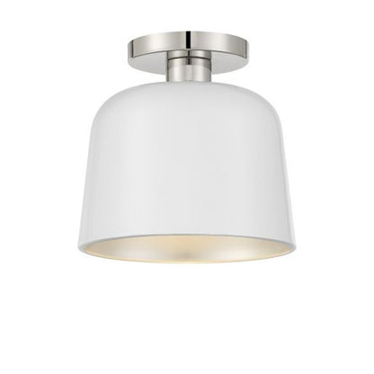 Savoy House 1-Light Ceiling Light, White/Polished Nickel