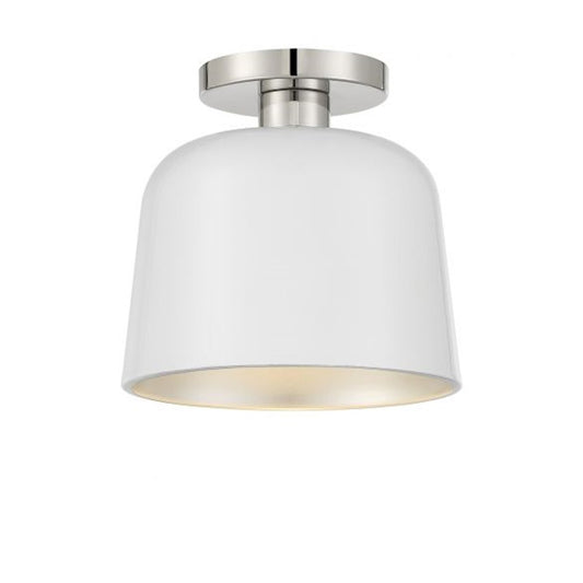 Savoy House 1-Light Ceiling Light, White/Polished Nickel