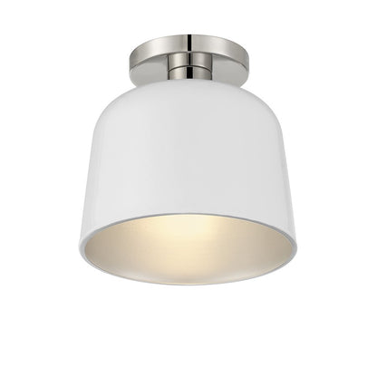 Savoy House 1-Light Ceiling Light, White/Polished Nickel