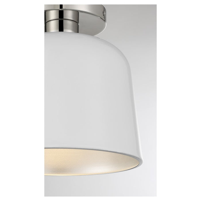 Savoy House 1-Light Ceiling Light, White/Polished Nickel