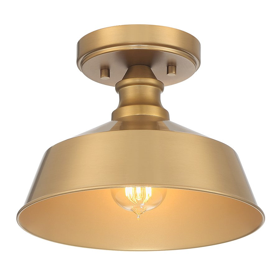 Savoy House 1-Light 10" Vintage Industrial Ceiling Light, Brass - M60068NB