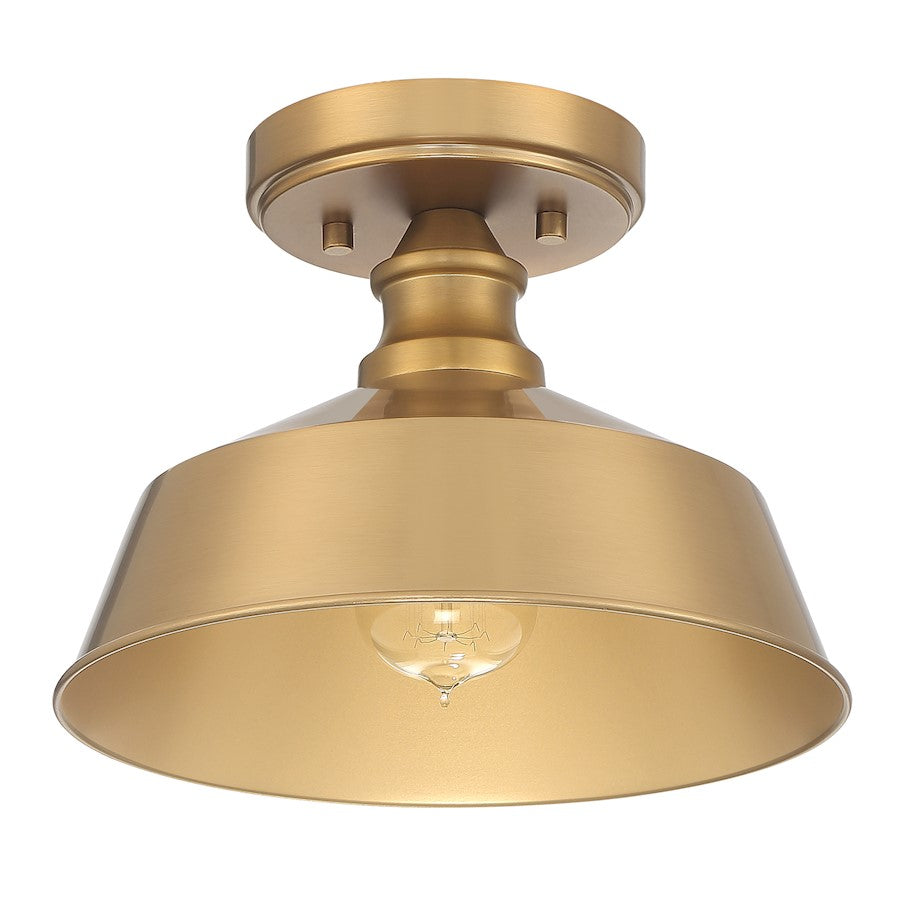 Savoy House 1-Light 10" Vintage Industrial Ceiling Light, Brass