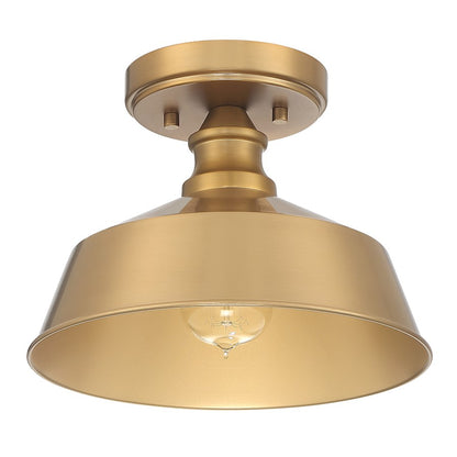 Savoy House 1-Light 10" Vintage Industrial Ceiling Light, Brass