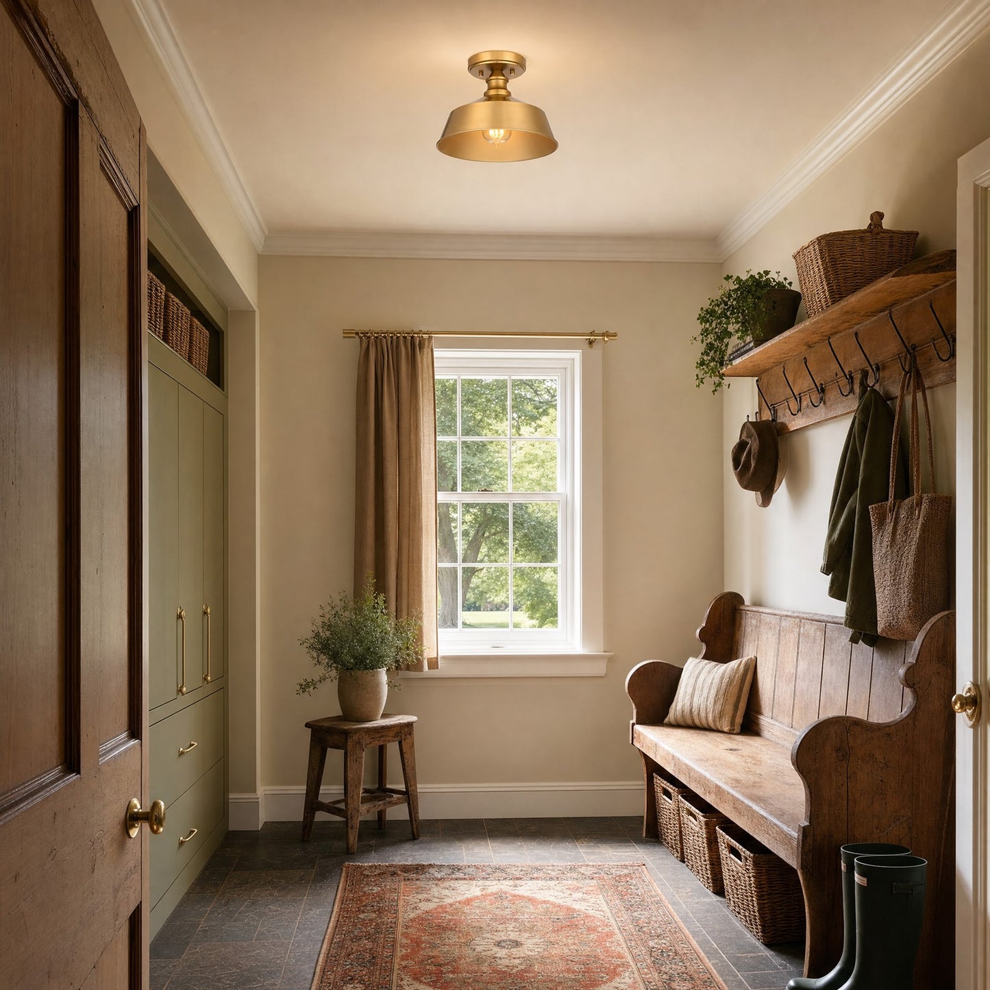 Meridian Vintage 1 Light Semi Flush