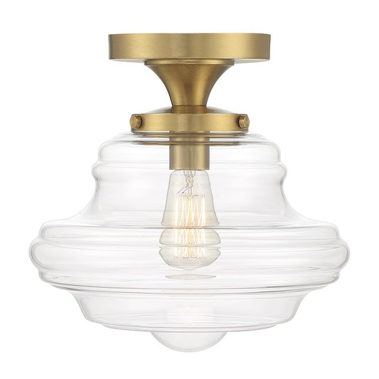 Savoy House 1-Light 12" Schoolhouse Ceiling Light, Natural Brass - M60069NB