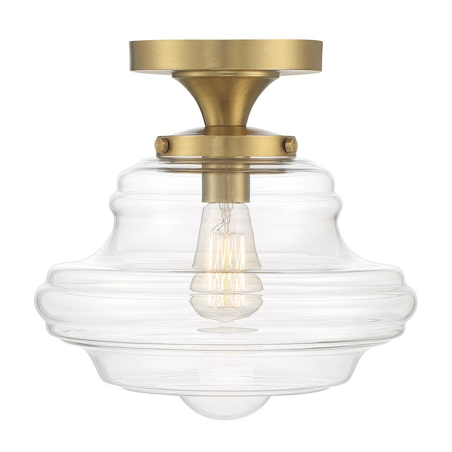 Meridian Vintage 1 Light Semi Flush Mount, Clear