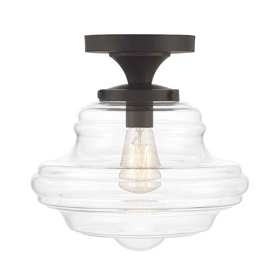 Meridian Vintage 1 Light Semi Flush Mount, Clear